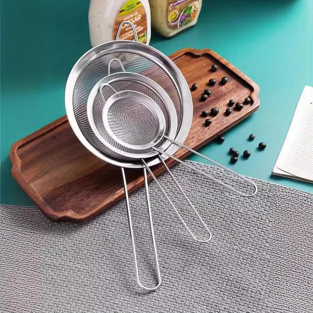 3-Piece Stainless Steel Mesh Strainer Set | Small Medium Large
