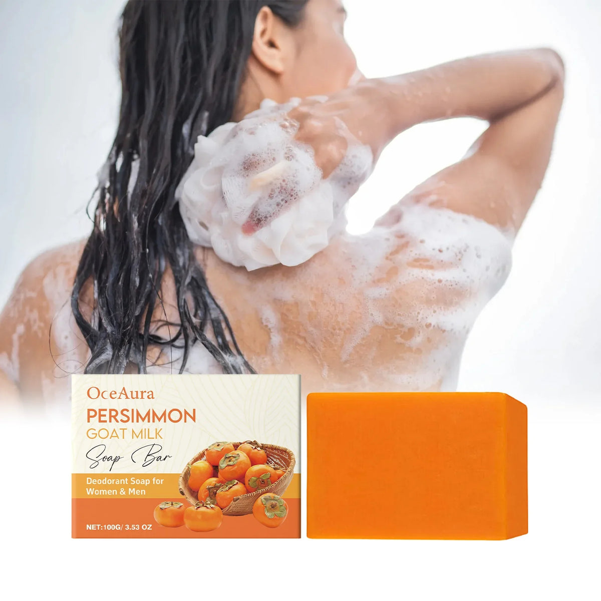 OceAura Persimmon Goat Milk Soap Bar – Face & Body 100g