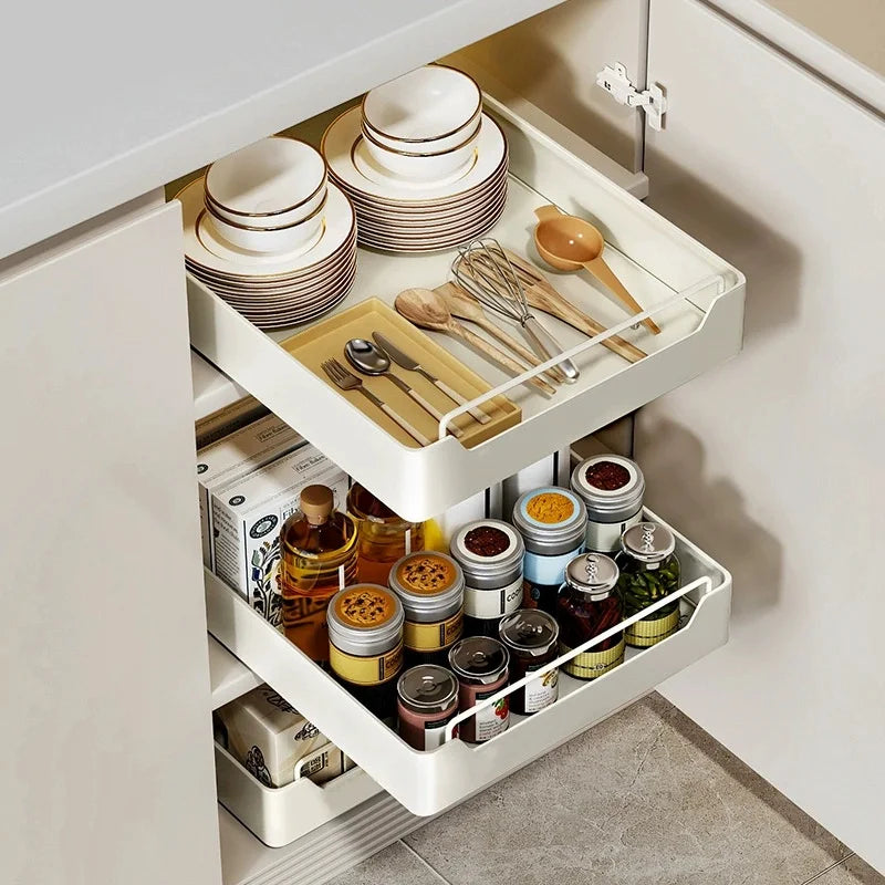 Pull-Out Cabinet Organizer Rack | Spice & Kitchen Drawer