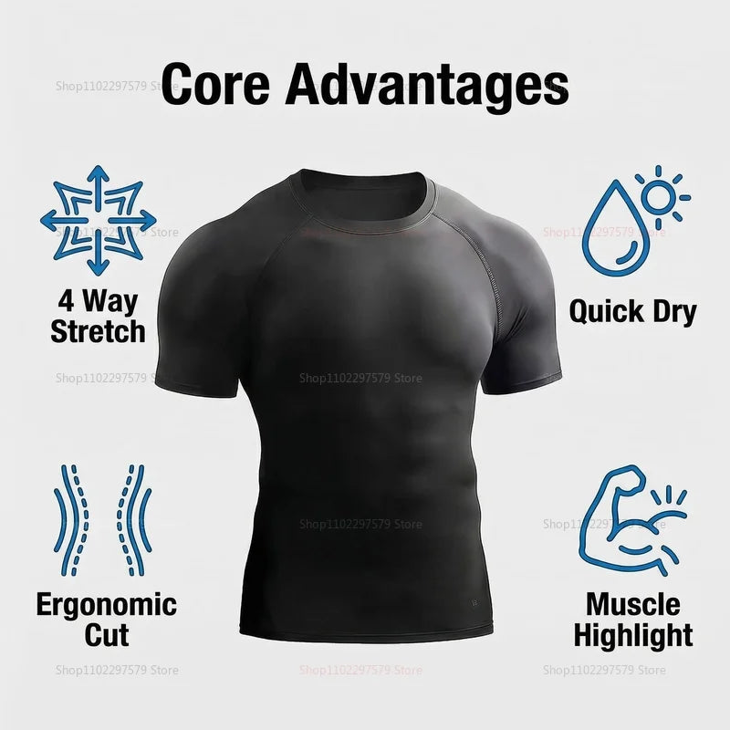 Men's Quick-Dry Stretch Running T-Shirt | Fitness Sports Top