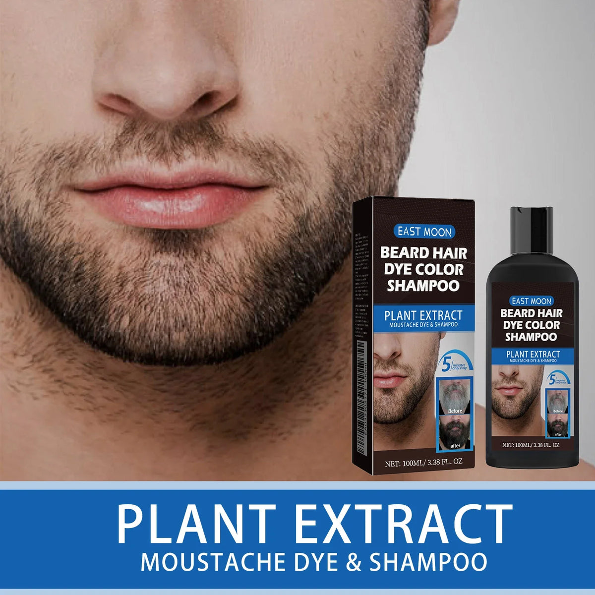 East Moon Herbal Black Hair & Beard Dye Shampoo for Men 100ml