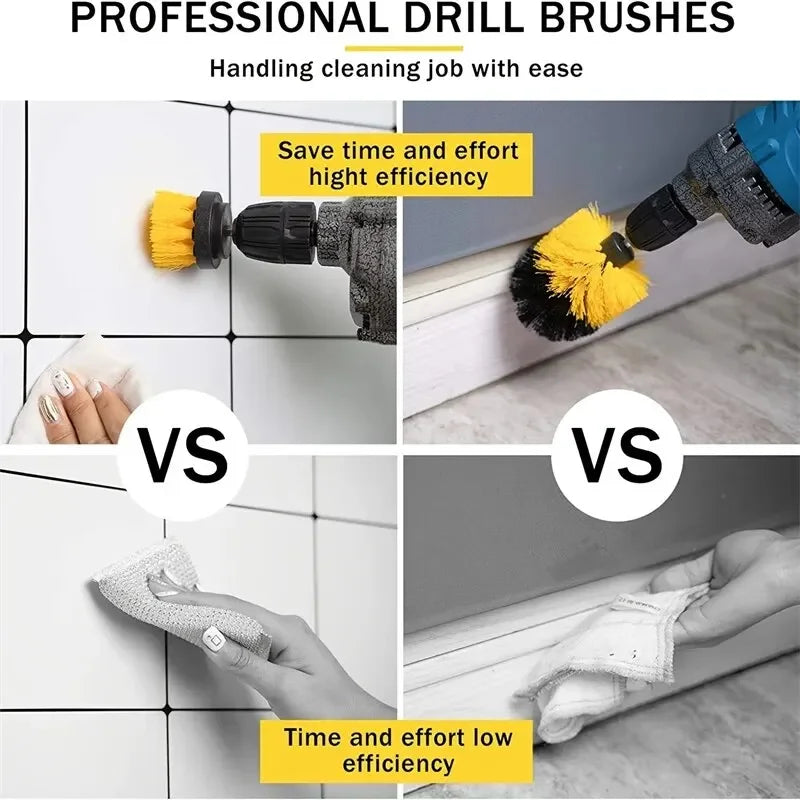 3-Piece Drill Brush Set – Power Scrubber for Tile, Grout & Carpet