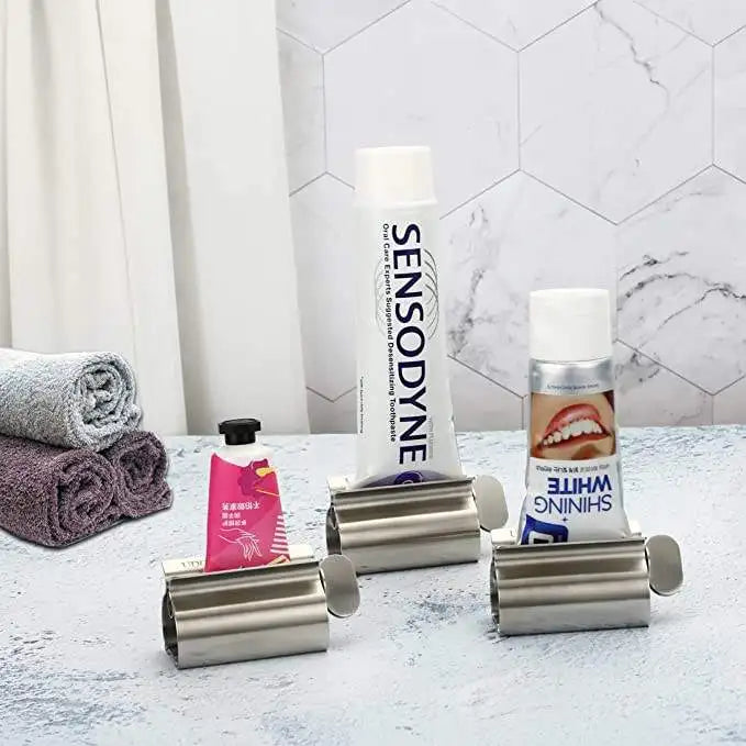 Stainless Steel Toothpaste Tube Squeezer Roller & Holder Stand