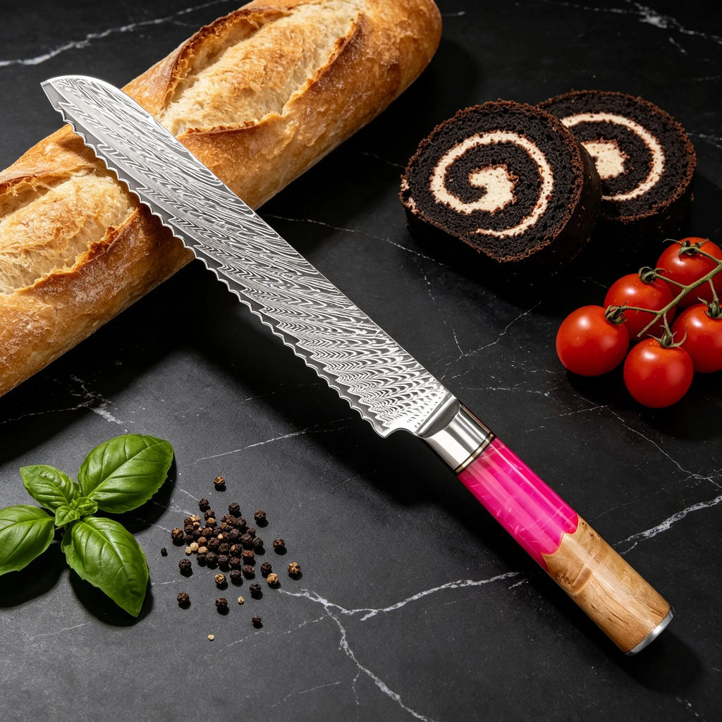 67-Layer Damascus Steel Bread & Chef Knife – Sharp 19.2cm