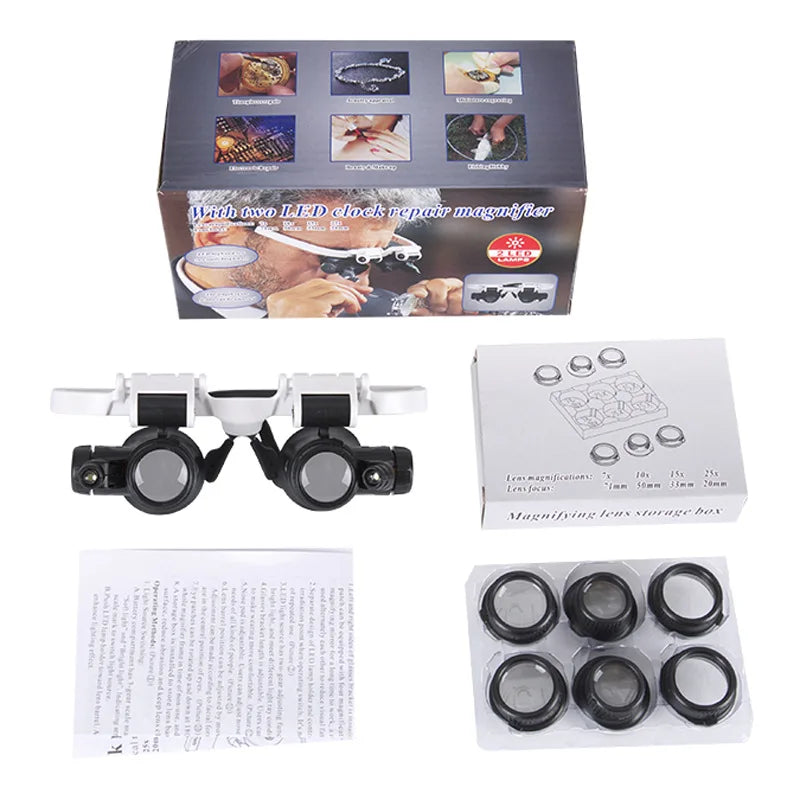 LED Headband Magnifier Glasses – Jeweler Loupe with Light