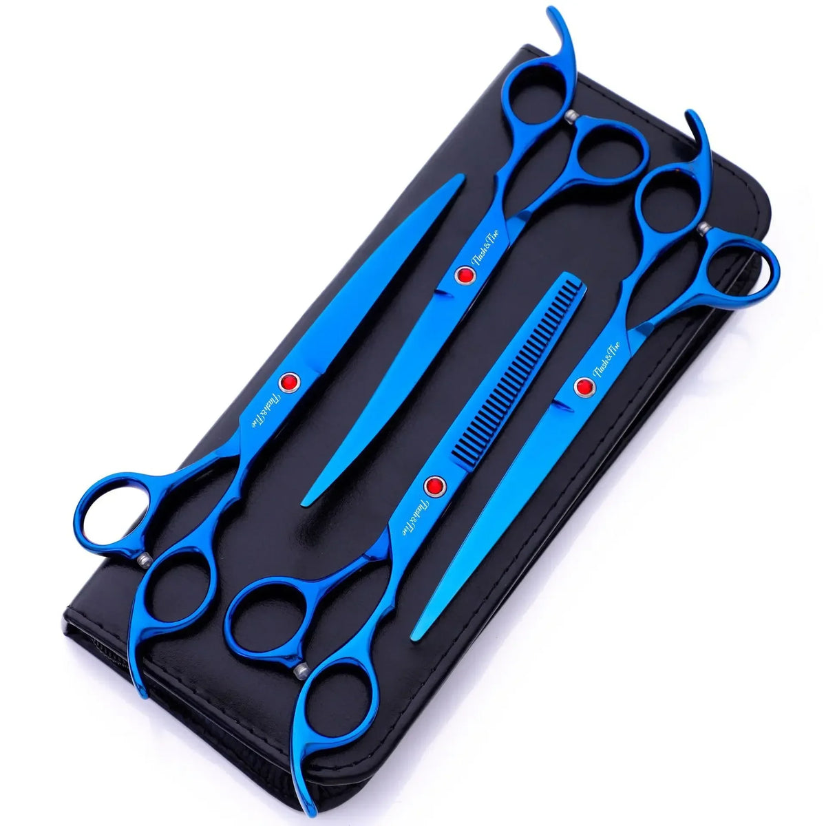 7" Professional Pet Grooming Shear Set – 4pcs Straight, Thinning & Curved