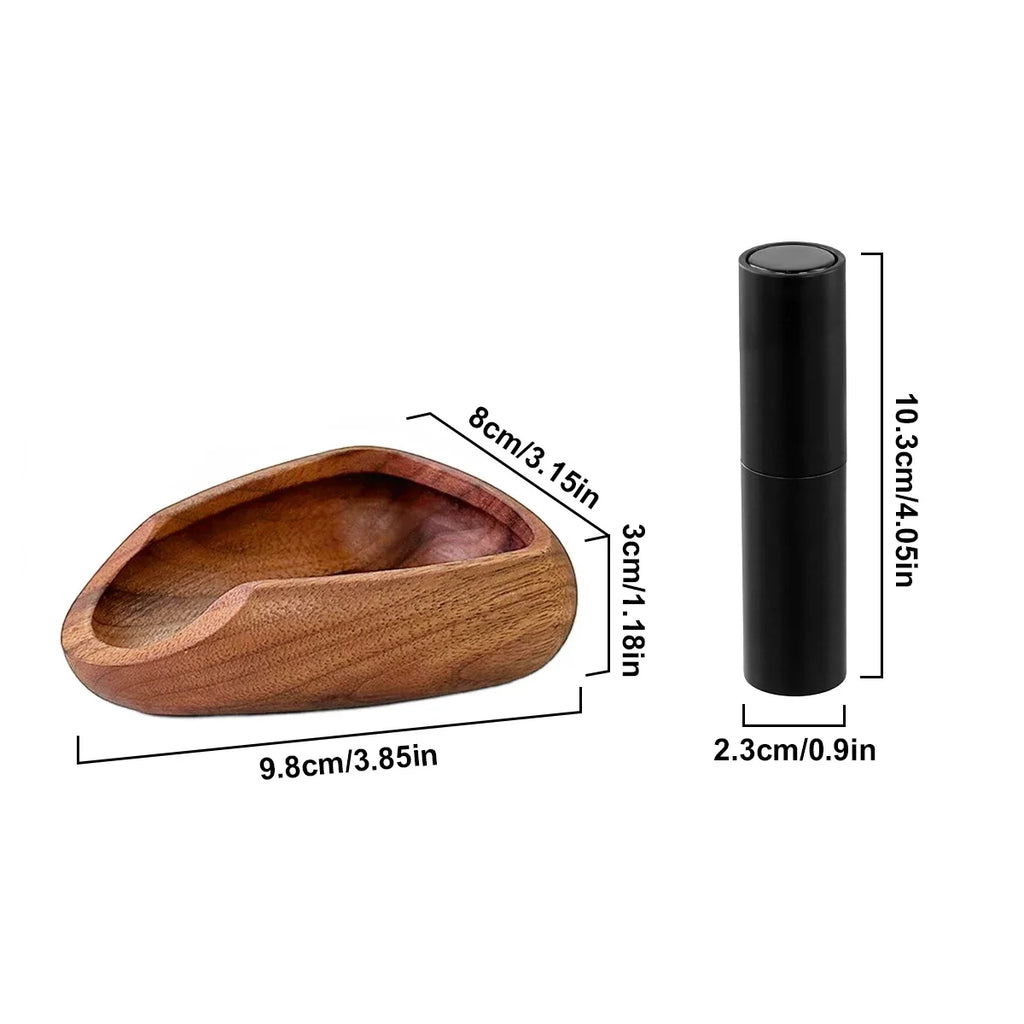 Wooden Coffee Bean Tray Sleek Black Sprayer Wood Dish Beans Perfect