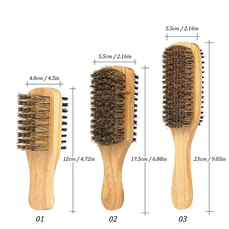 Men's Boar Bristle Hair & Beard Brush | Natural Wood Handle