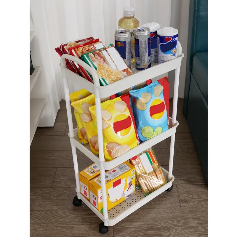 3/4-Tier Rolling Storage Cart with Lockable Wheels | Kitchen & Bath
