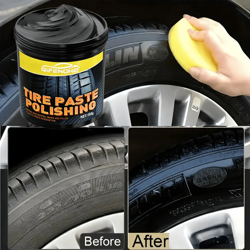 Tire Polishing Paste & Blackening Cream with Sponge | Car Care