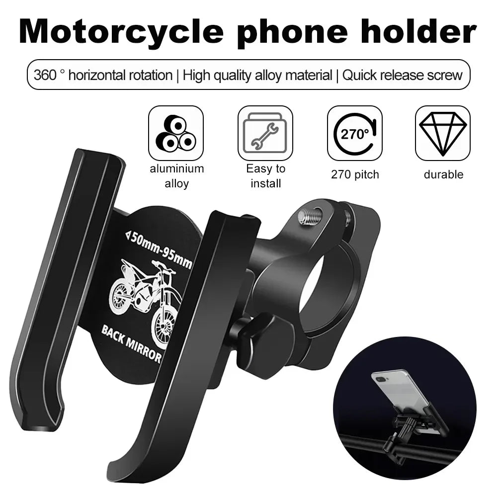 Aluminum Alloy Motorcycle Bike Phone Holder Handlebar Mount