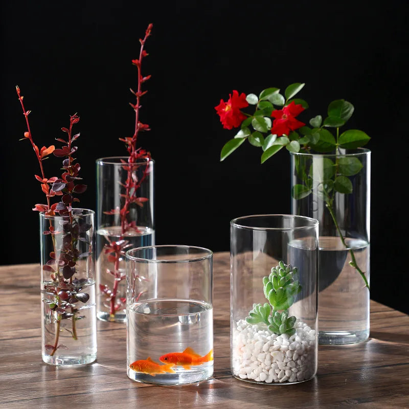 Glass Cylinder Vase | Hydroponic Flower Centerpiece for Weddings