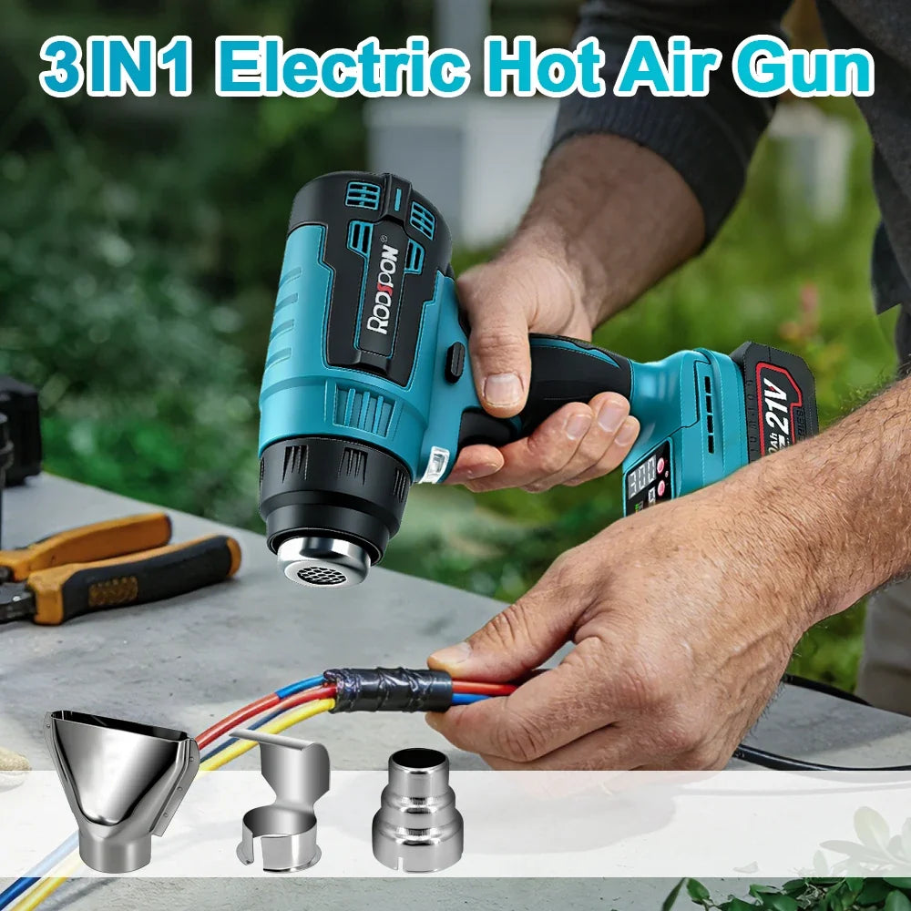 21V Cordless Hot Air Gun 500W 3 Nozzles – Fits Makita Battery