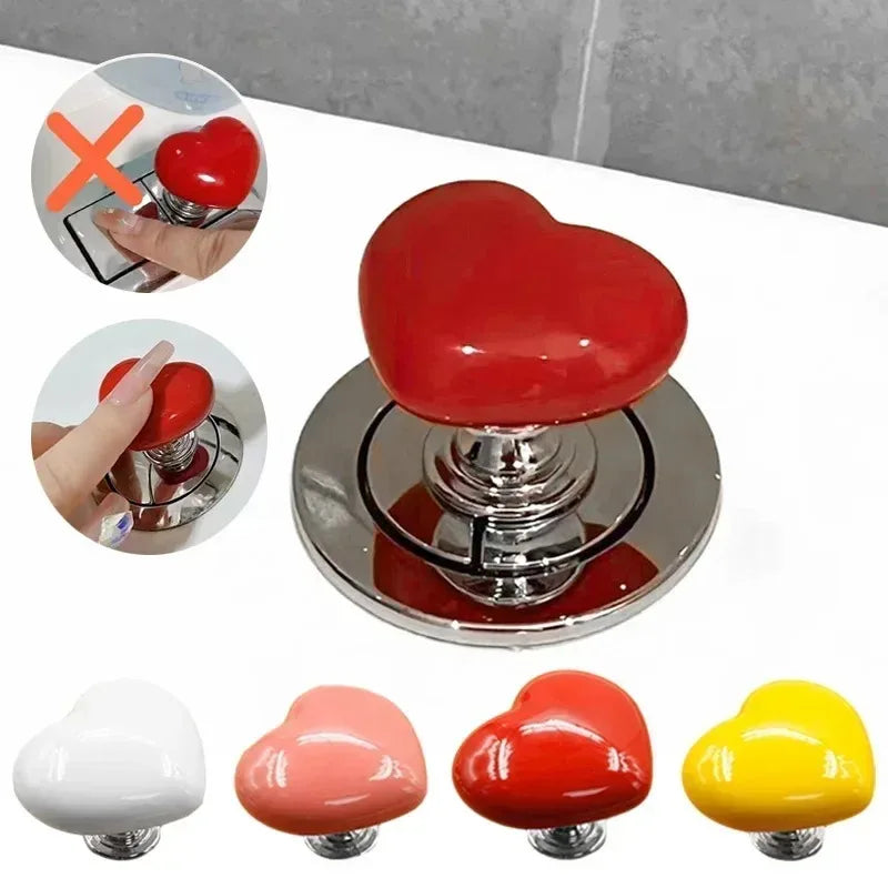 Heart-Shaped Toilet Flush Button Covers with Nail Guards – 10 Pack