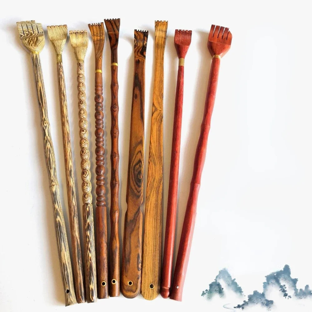 Bamboo Wood Back Scratcher – Long Handle Body Massager