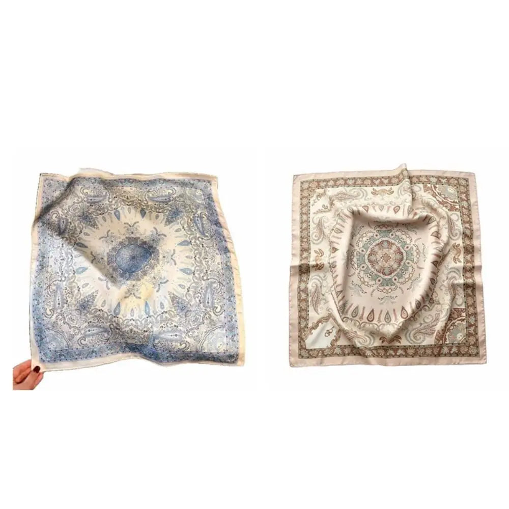 Geometric Print Square Scarf – Hair Wrap & Headband for Women