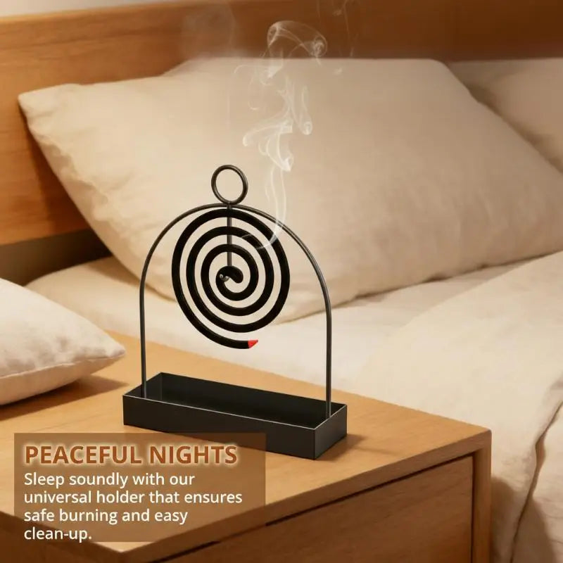 Nordic Spiral Iron Mosquito Coil Holder with Ash Tray