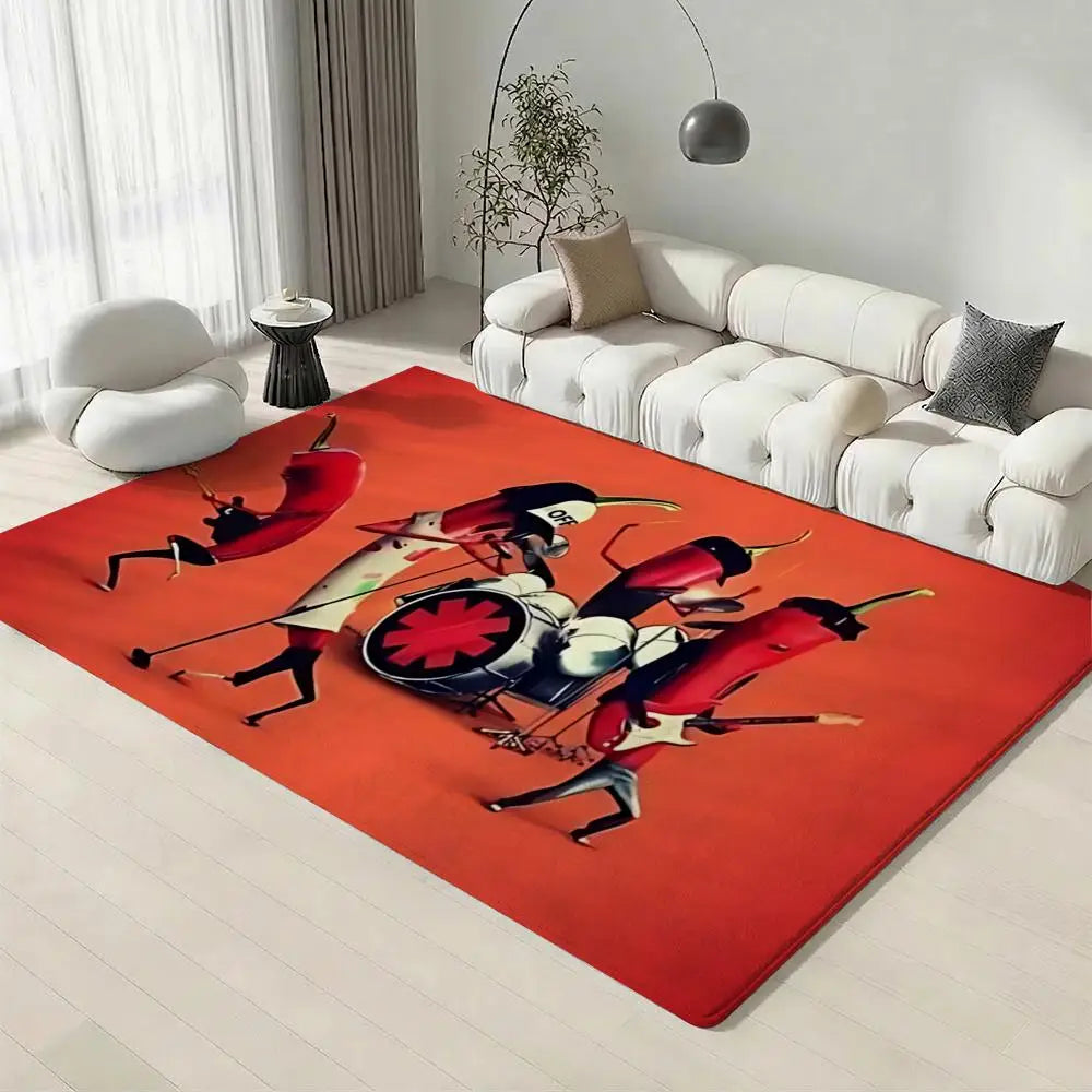 Rock Band Flannel Floor Mat – Soft Non-Slip Indoor Area Rug