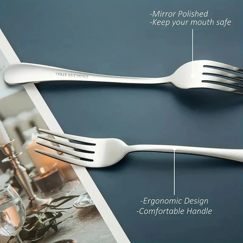 12-Piece Stainless Steel Fork Set – Dinner, Salad & Dessert