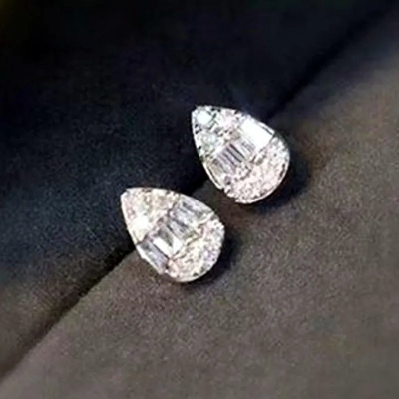 Huitan Pear Shape CZ Stud Earrings for Women | Cubic Zirconia