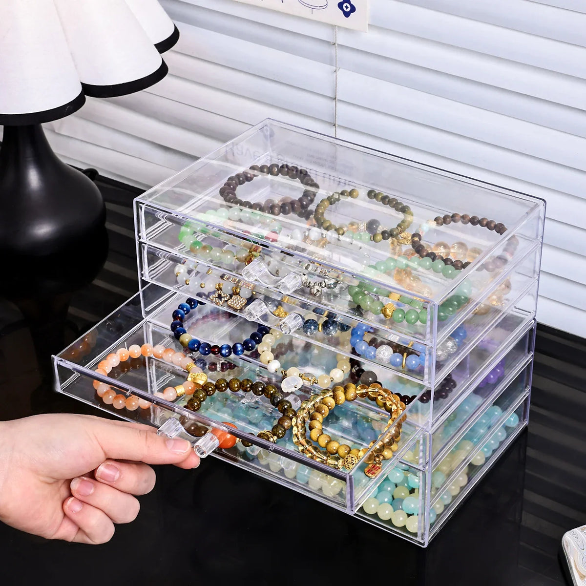 Desktop Transparent Stackable Acrylic Bead Storage Box Drawer