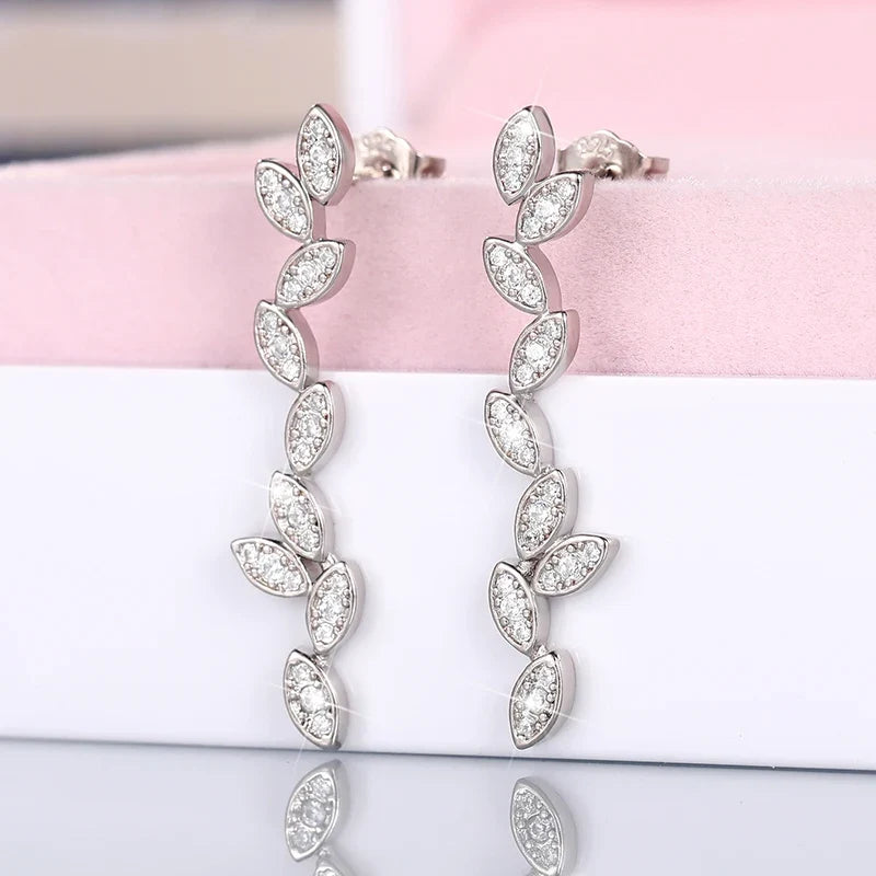 Huitan CZ Crystal Geometric Drop Earrings | Bridal Jewelry