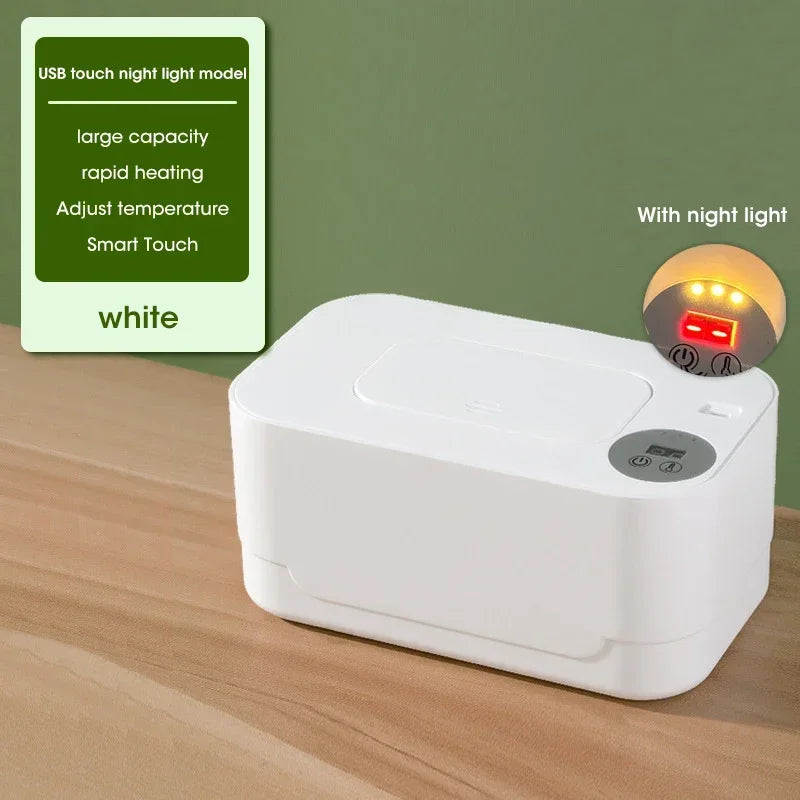 Portable Baby Wipe Warmer 2-in-1 LED USB Heated Dispenser