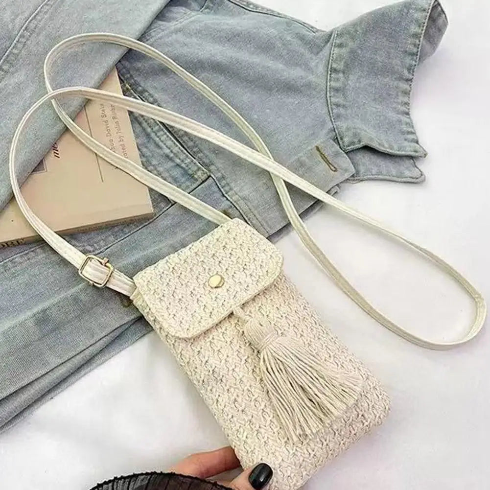 Boho Woven Mini Crossbody Bag – Cell Phone Purse for Women