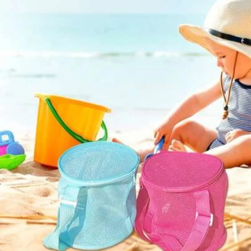 Foldable Mesh Beach Bag | Shell & Toy Storage for Kids