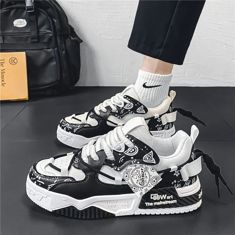 Men's Breathable Mesh Skate Sneakers – Lightweight Vulcanized Flats