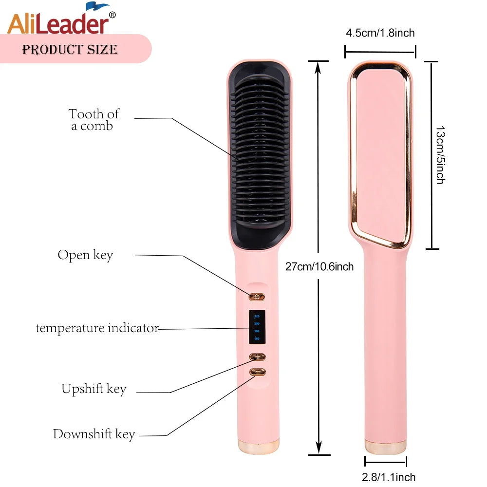 AliLeader 2-in-1 Hair Straightener Brush | Anti-Frizz, Fast Heat