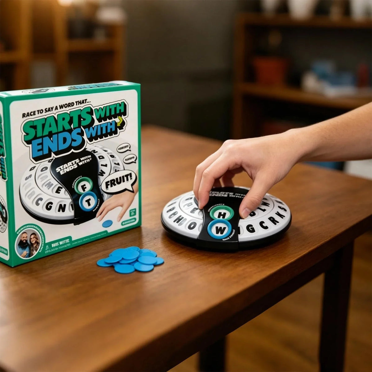 Spin Shout Word Game Fast-paced Family Letter Wheels 20 Tokens