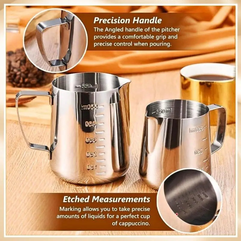 Stainless Steel Milk Frothing Pitcher 350ml 600ml | Latte Jug