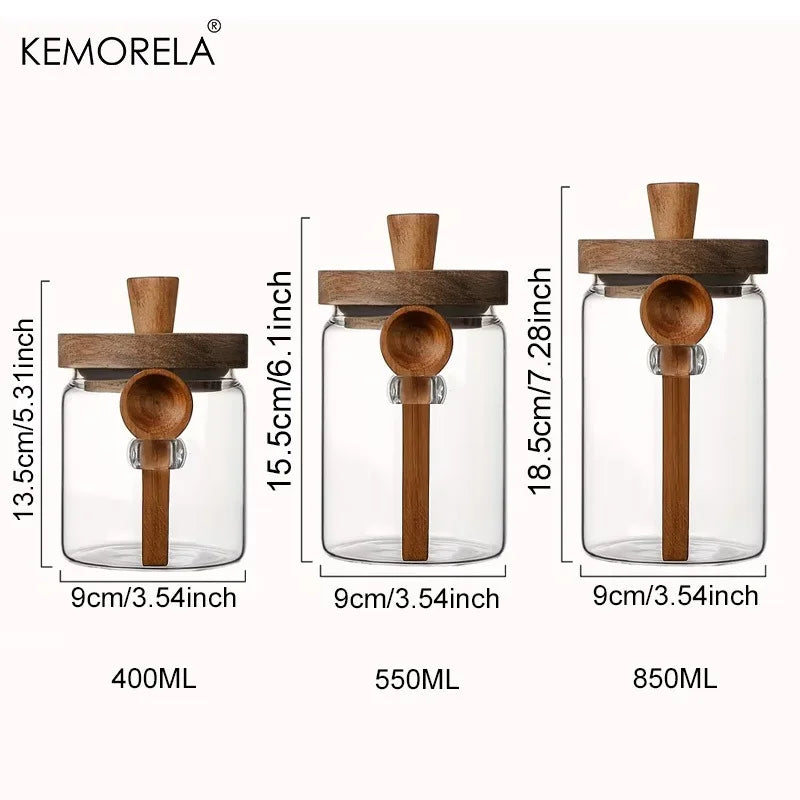 Glass Sealed Storage Jar with Spoon | Coffee, Spice & Grain