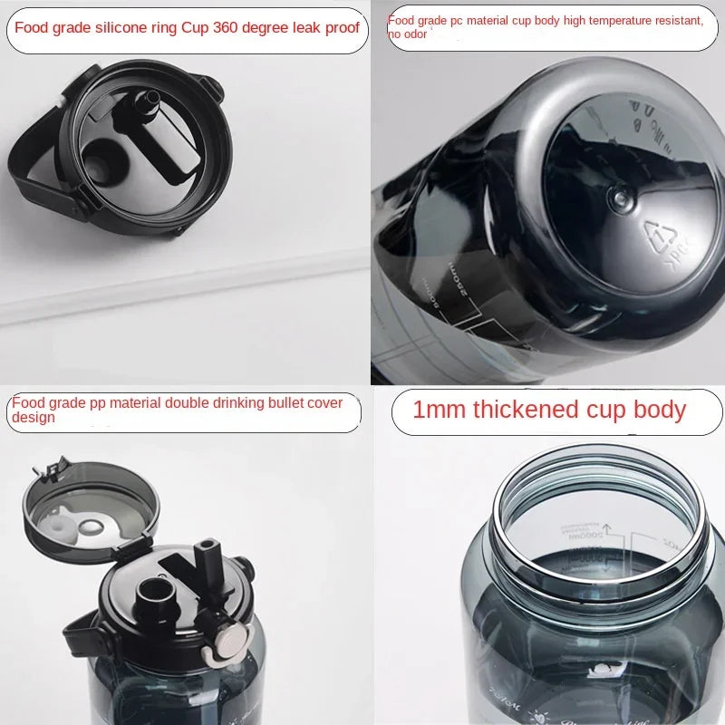 Sports Water Cup Straws Handle BPA-Free Leak-proof Portable Bottle