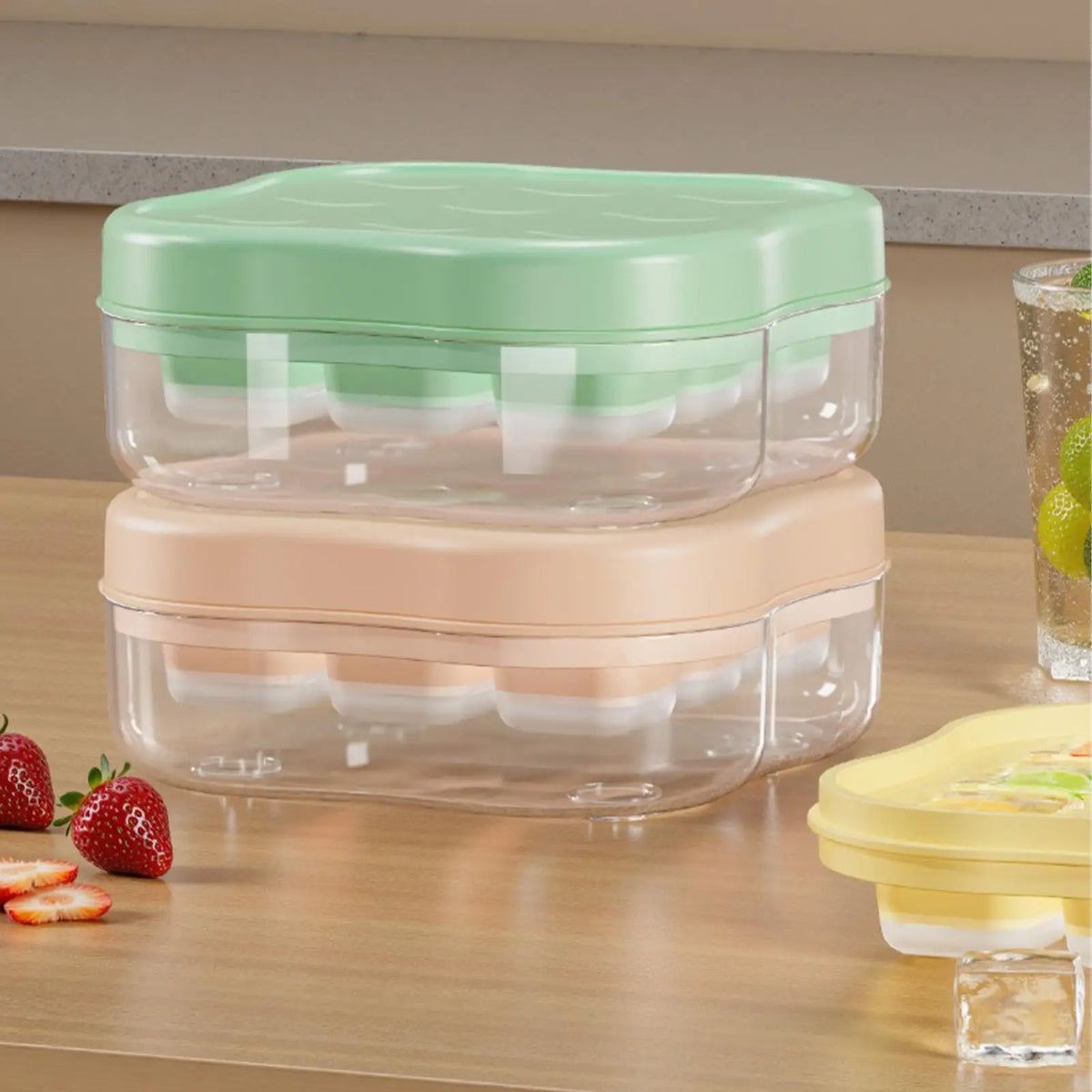 9-Grid Ice Cube Tray with Lid | Food-Grade Freezer Mold