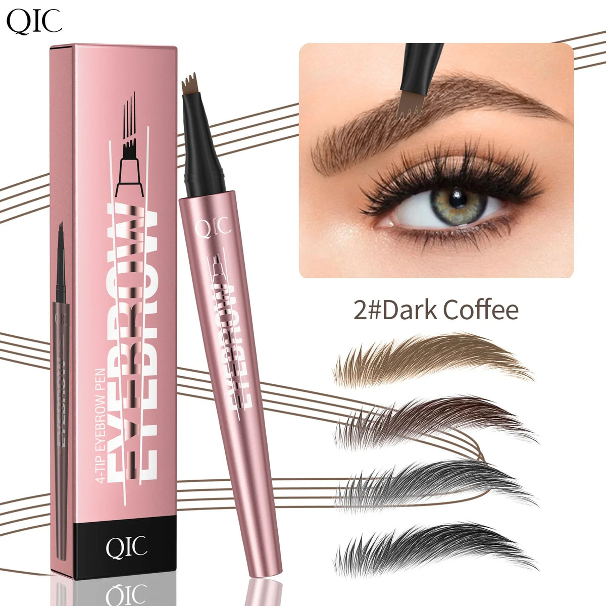 QIC Waterproof Microblading Eyebrow Pen | 4-Tip, 6 Colors