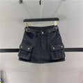 Women's Denim Mini Cargo Skirt – A-Line Zipper Fly Jean Skirt