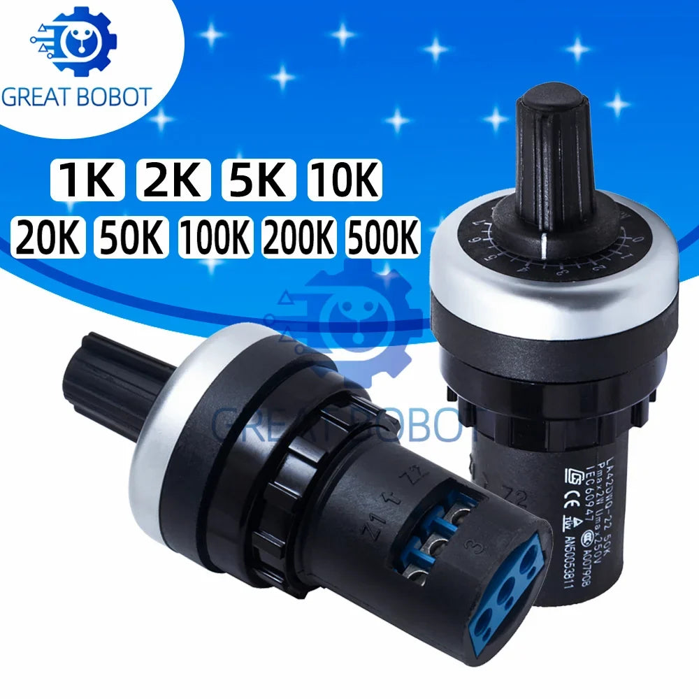 LA42DWQ-22 Rotary Potentiometer 22mm | 1K–500K for Arduino