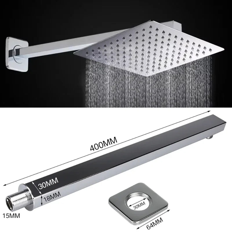 Stainless Steel Shower Extension Arm | Wall-Mounted 30/40cm