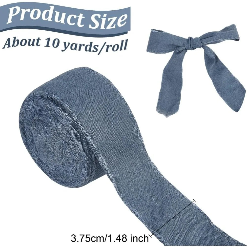 10 Yards Steel Blue Burlap Frayed Jute Ribbon – 1.5" Craft