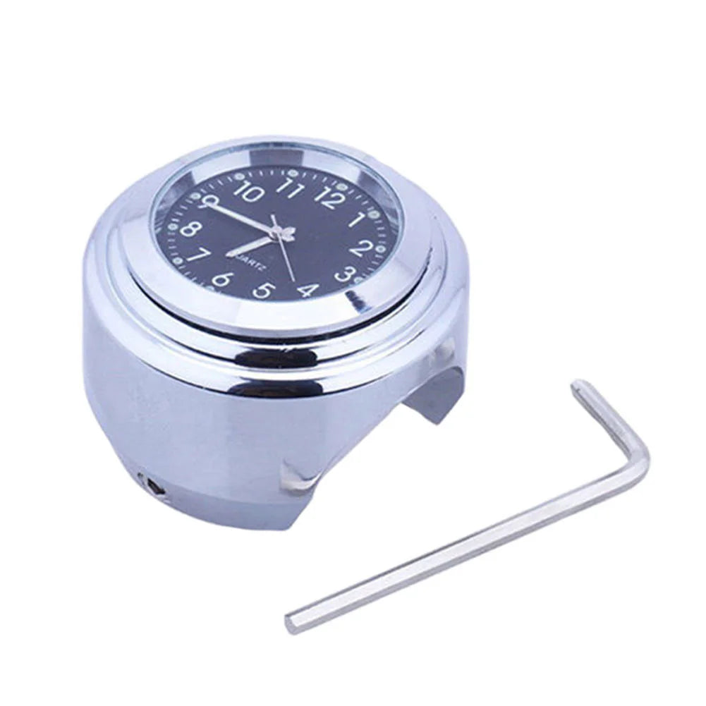 Motorcycle Handlebar Clock 7/8" & 1" Chrome Waterproof Glow Dial