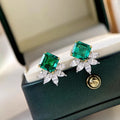 Huitan Square Green CZ Stud Earrings – Women's Trendy Jewelry