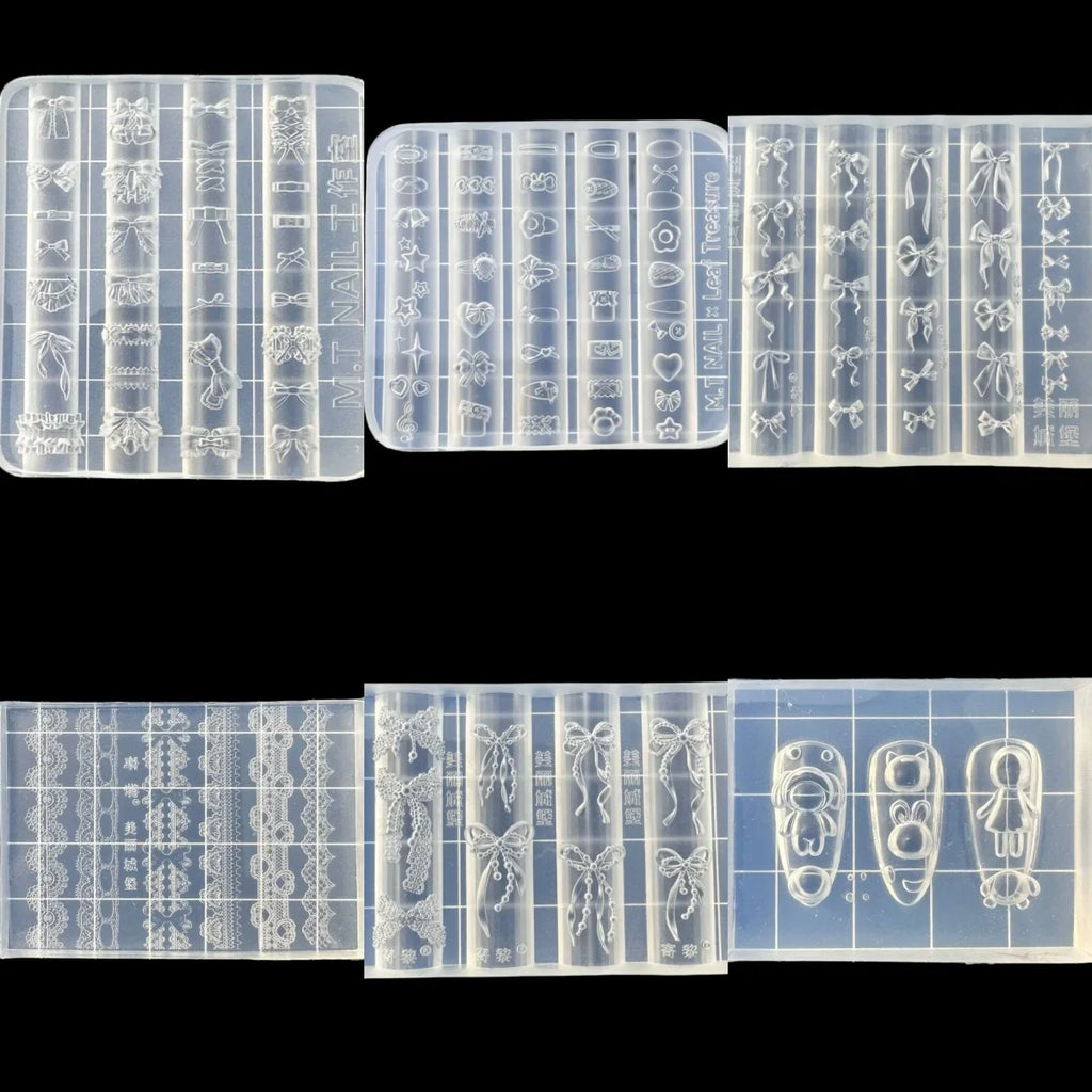 3D Silicone Nail Art Mold – Bowknot Flower Heart Lace DIY