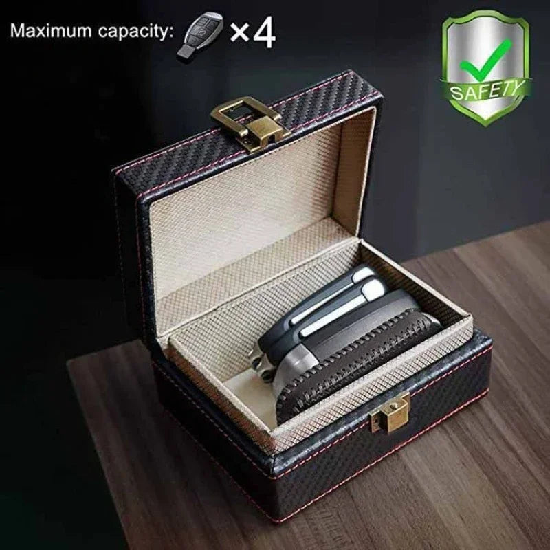 Faraday Box RFID Signal Blocker | Leather Car Key Security Box
