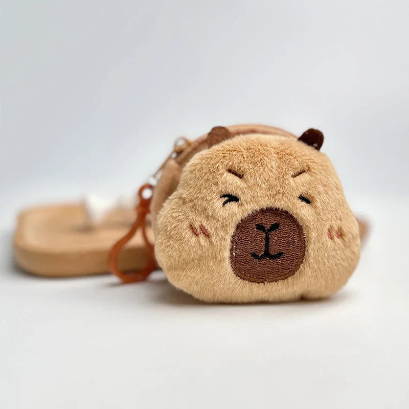 Capybara Plush Coin Purse – Cute Mini Zipper Wallet Keychain