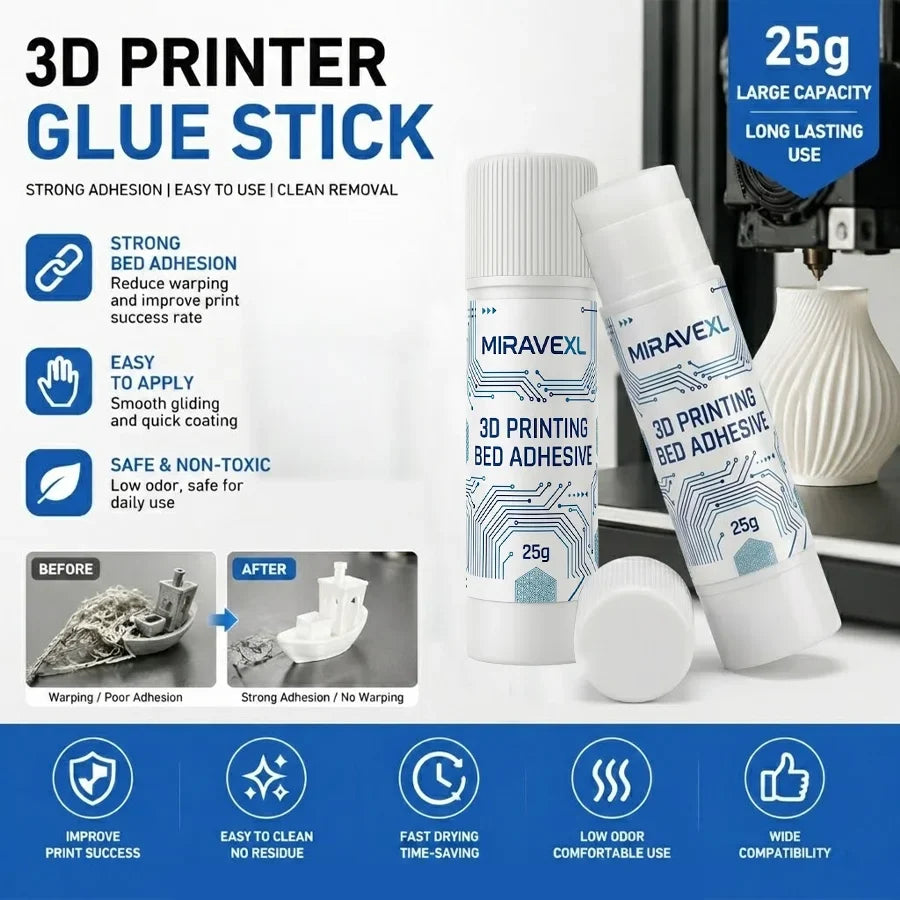 MIRAVEXL 3D Printer Glue Stick – Anti-Warp Glass Bed Adhesive