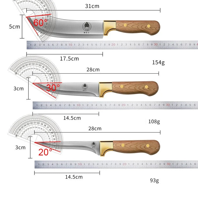 Butcher Knife Set 1–3 Pcs with Leather Sheath | Meat Cutting