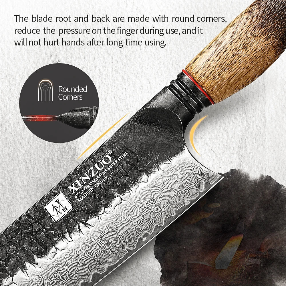 XINZUO 8.31" Bunka Knife – 67-Layer Damascus Steel Chef Knife