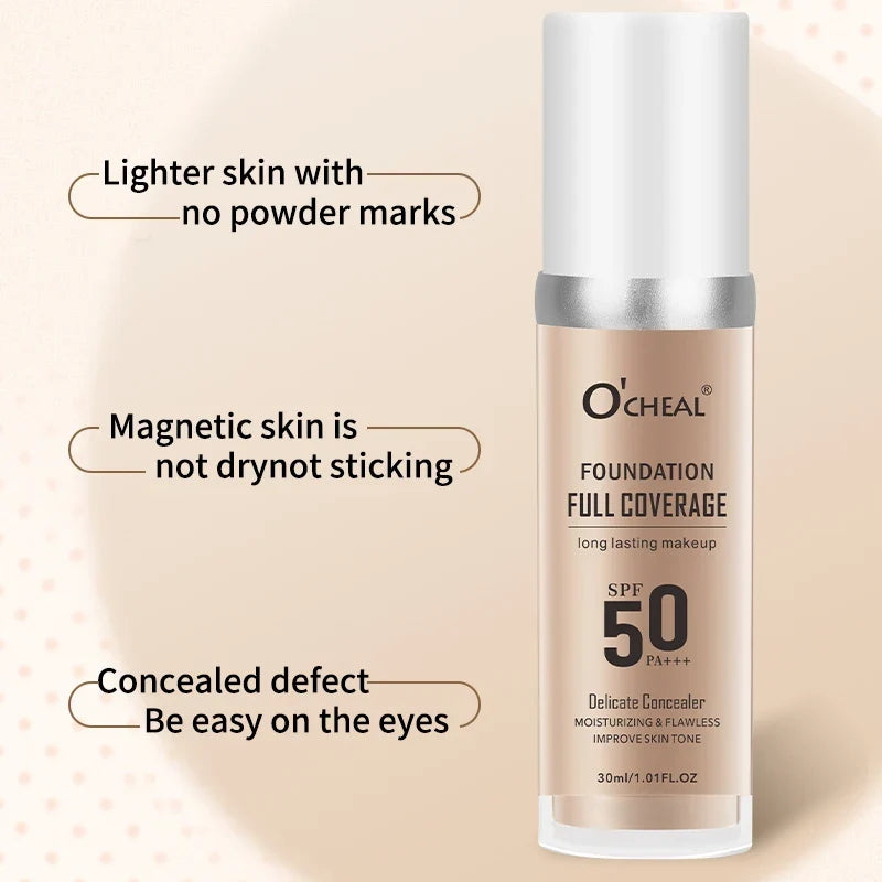 O'CHEAL SPF50 PA+++ Liquid Foundation – Full Coverage & Hydrating